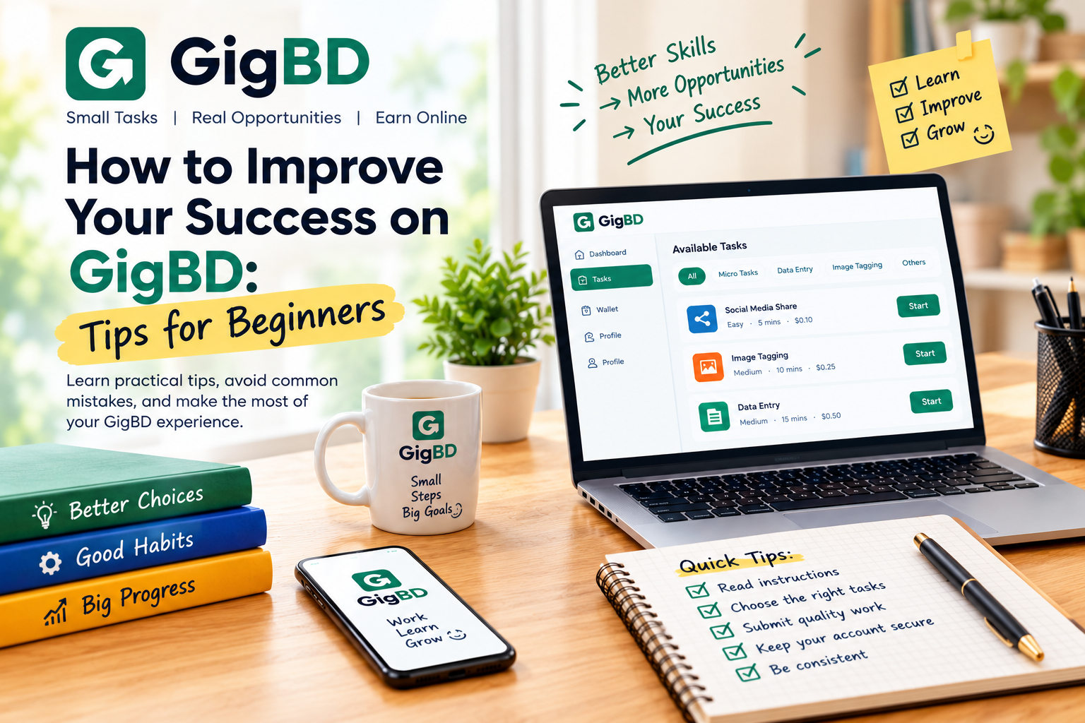 GigBD guide explaining possible reasons for limited tasks and troubleshooting solutions