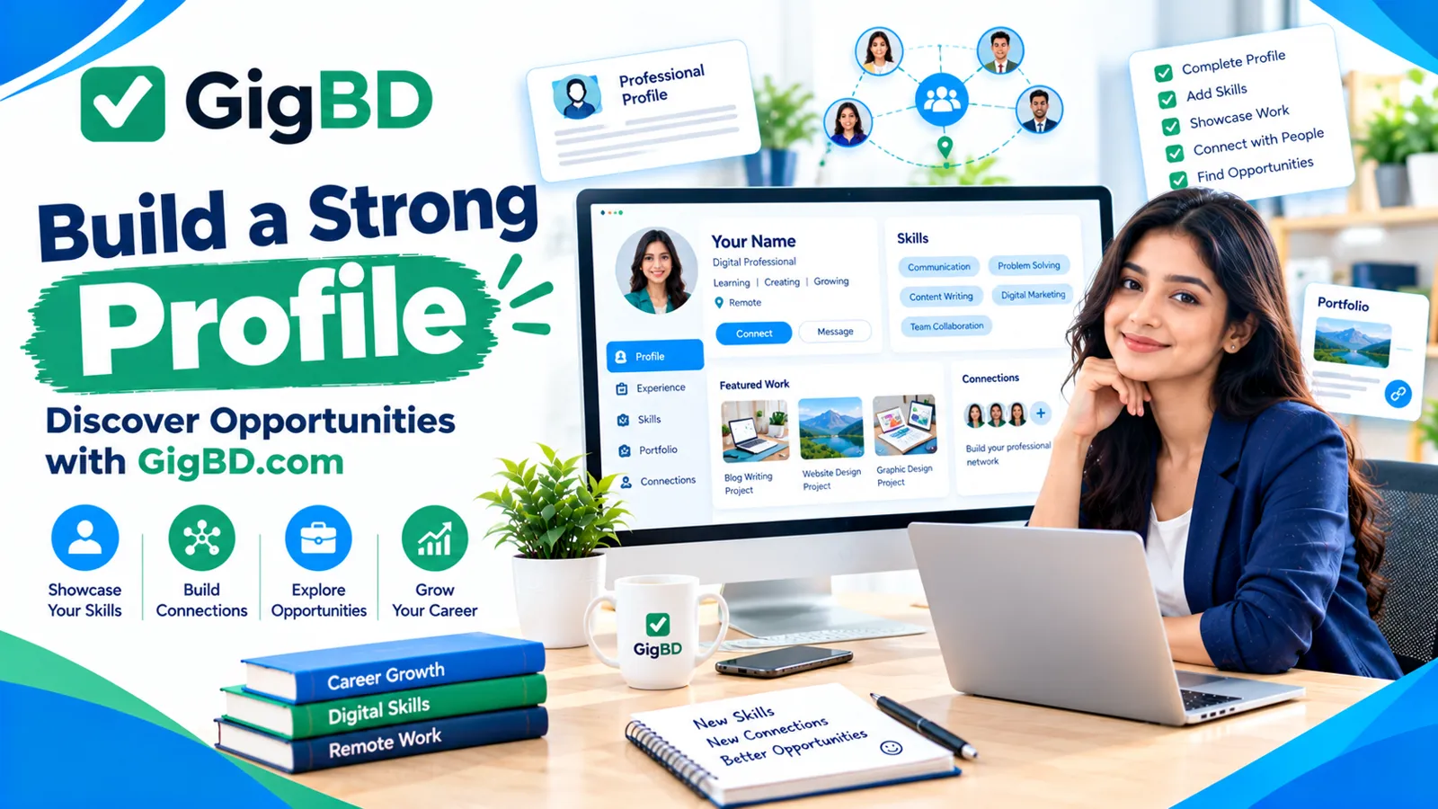 GigBD.com guide to building a professional LinkedIn profile and showcasing career skills