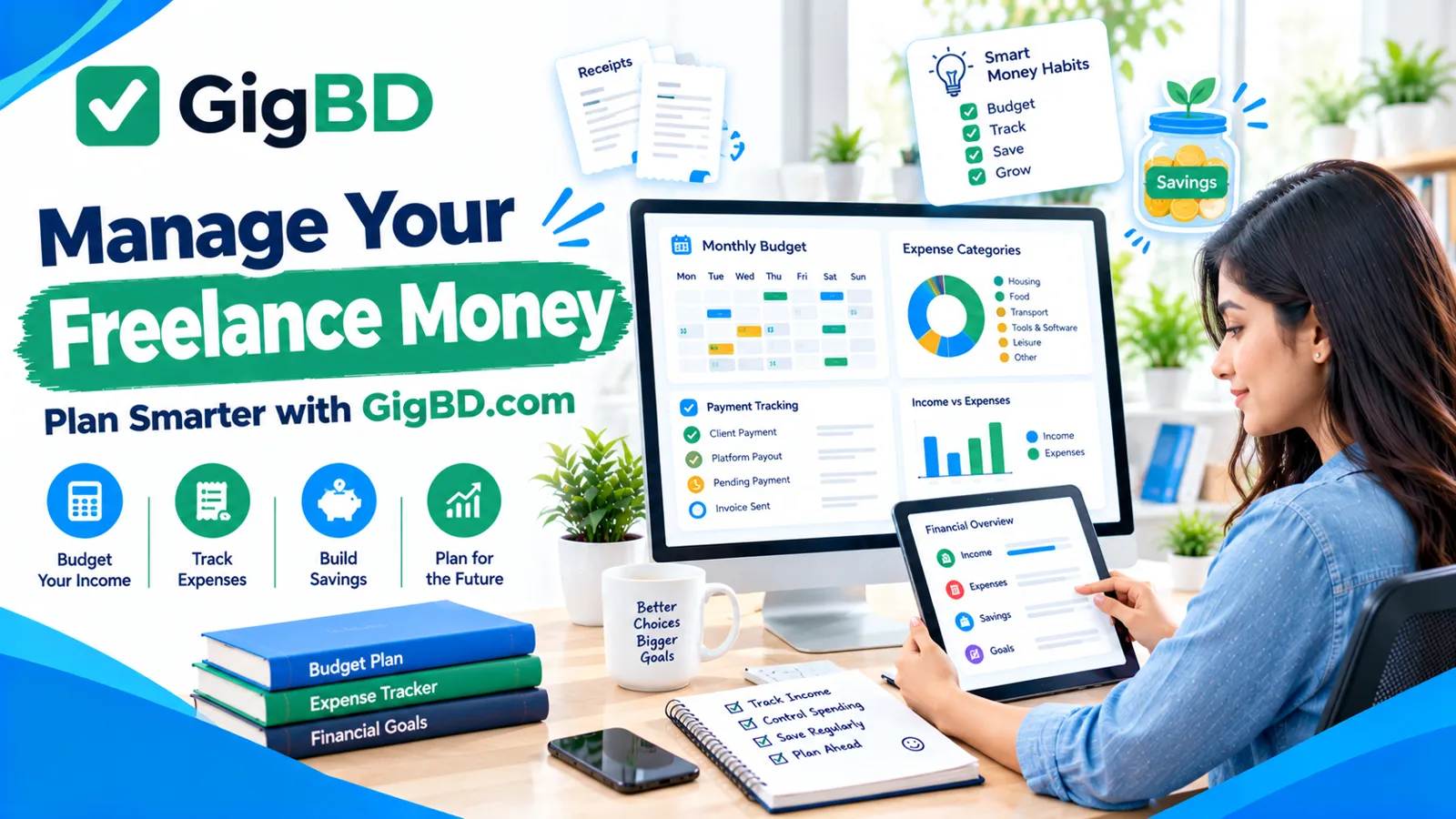 GigBD.com guide to freelance budgeting, expense tracking, and financial planning